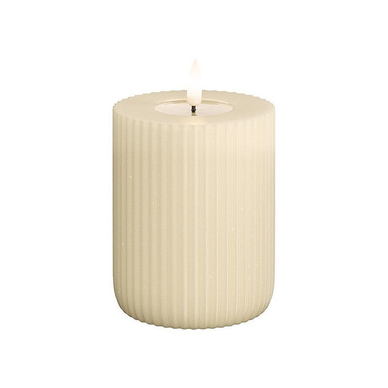 Cream Ribbed Candle 10cm by Deluxe