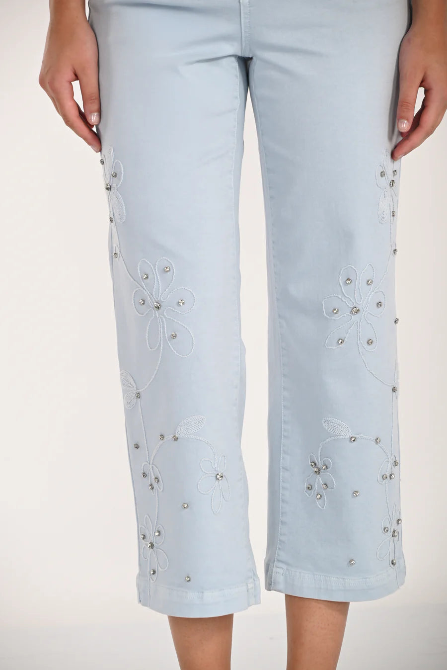 Frank Lyman Pale Blue Embellished Jeans by The Nook
