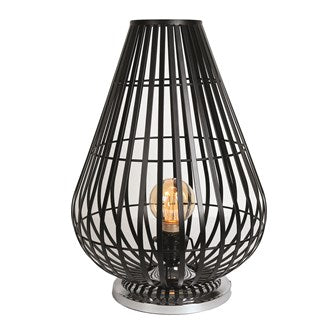 Large Tulip Shape Metal Caged Table Lamp
