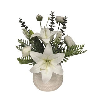 White Lily in Ceramic Pot