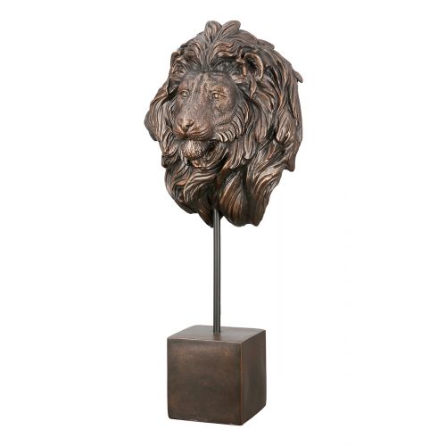Lion Head Sculpture on Stand