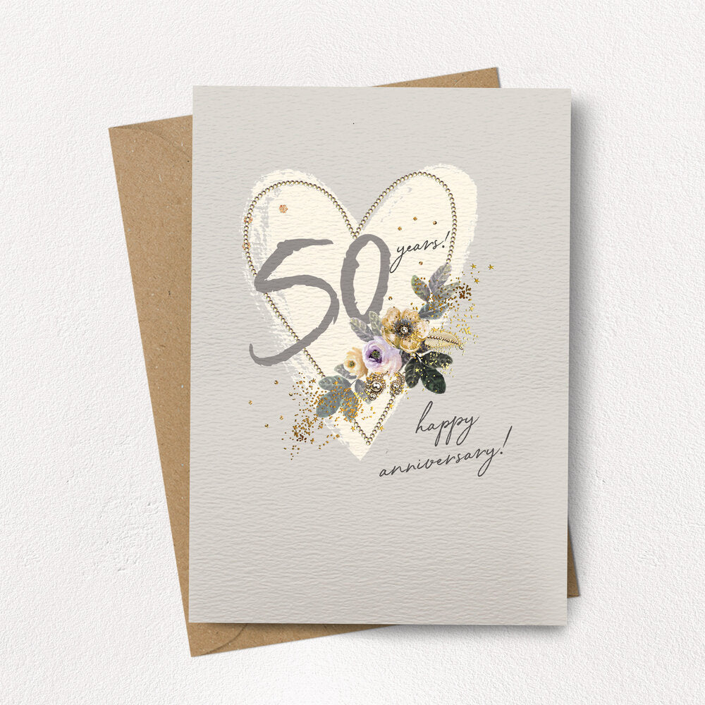50 Years, Happy Anniversary Card by Stephanie Davies