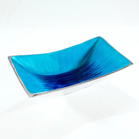 Brushed Aqua 25cm Rectangular Bowl