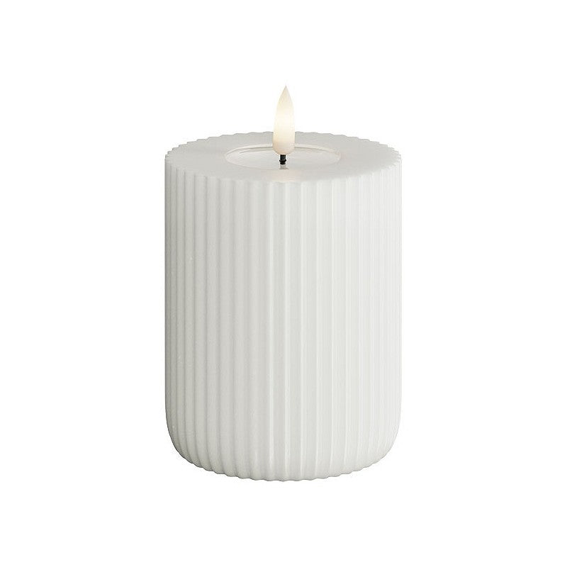 White Ribbed Candle 10cm by Deluxe