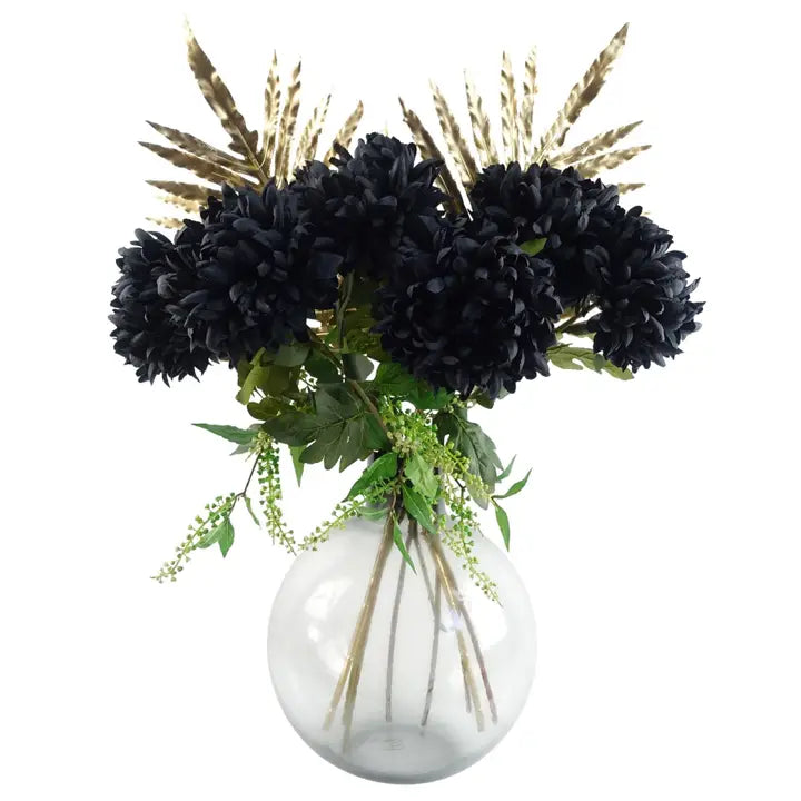 Artificial Flowers Extra Large Reflex Chrysanthemum - Black 75cm