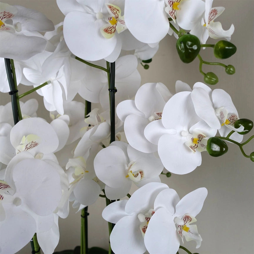 Orchid Artificial White Marble Effect Ceramic Planter 60cm