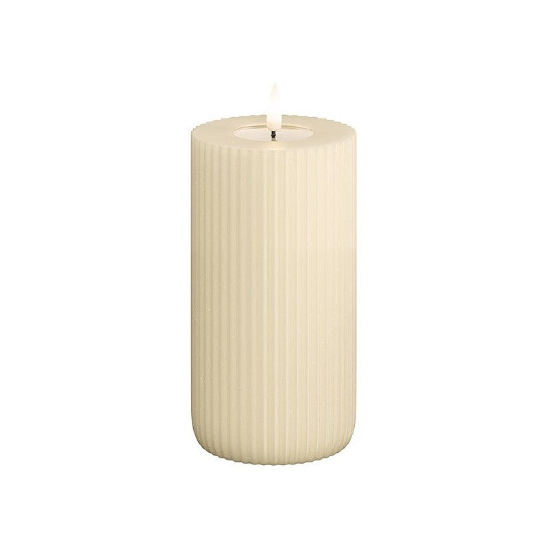 Cream Ribbed Candle 15cm by Deluxe
