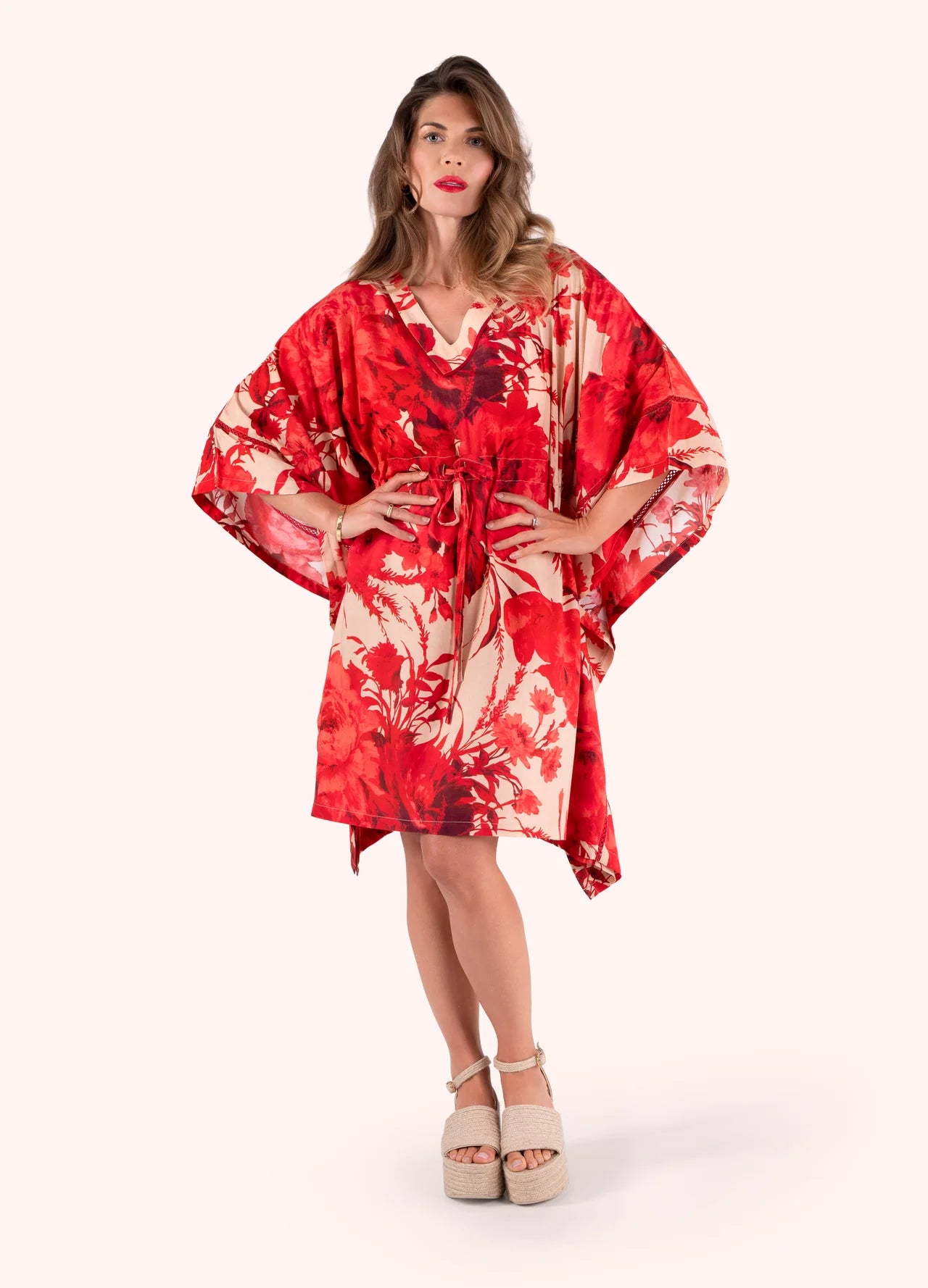 Rouge Blooms Modal Beach Cover-Up by The Nook