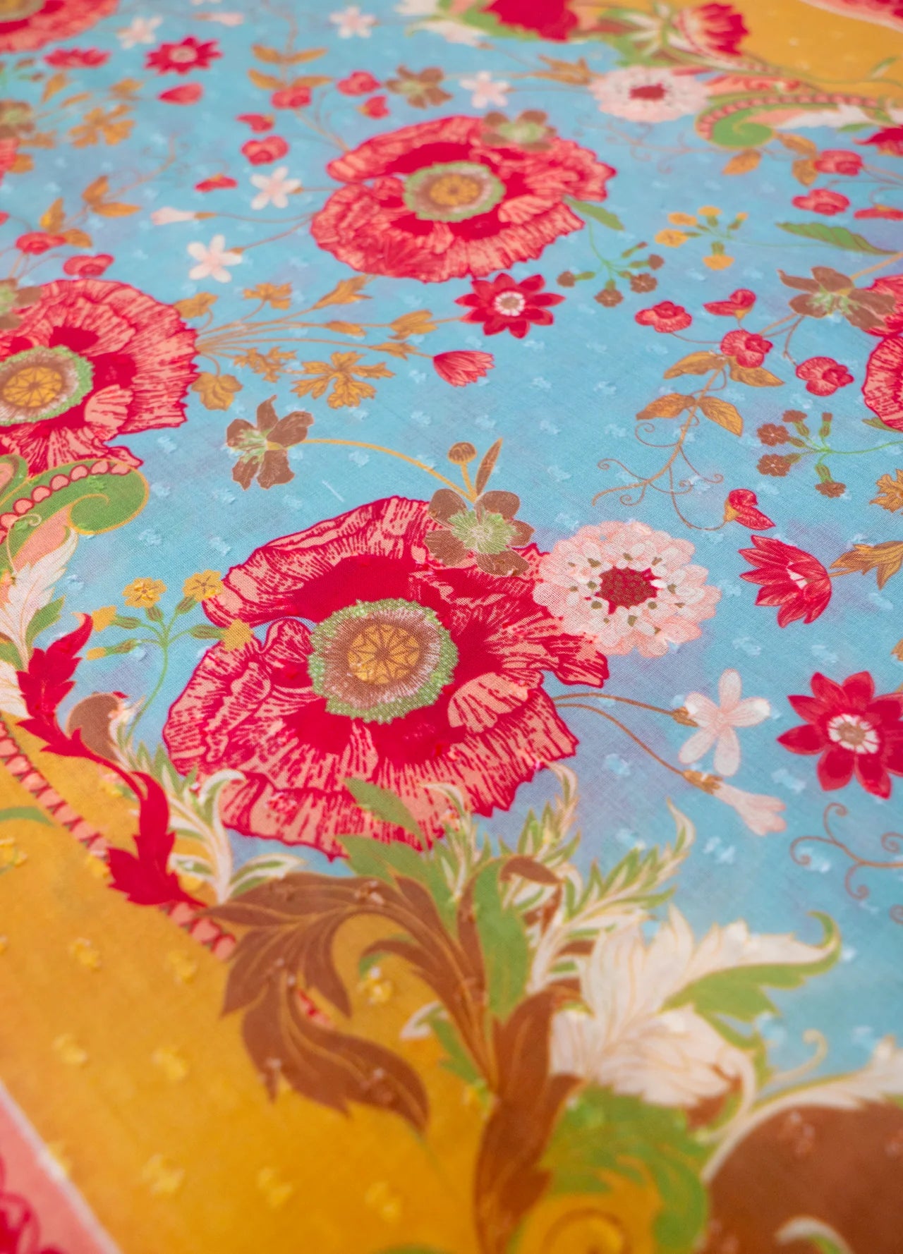 Paisley Poppies Cotton Scarf by The Nook