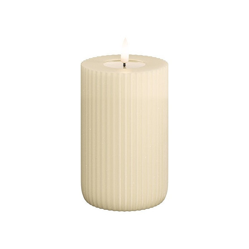 Cream Ribbed Candle 12.5cm by Deluxe