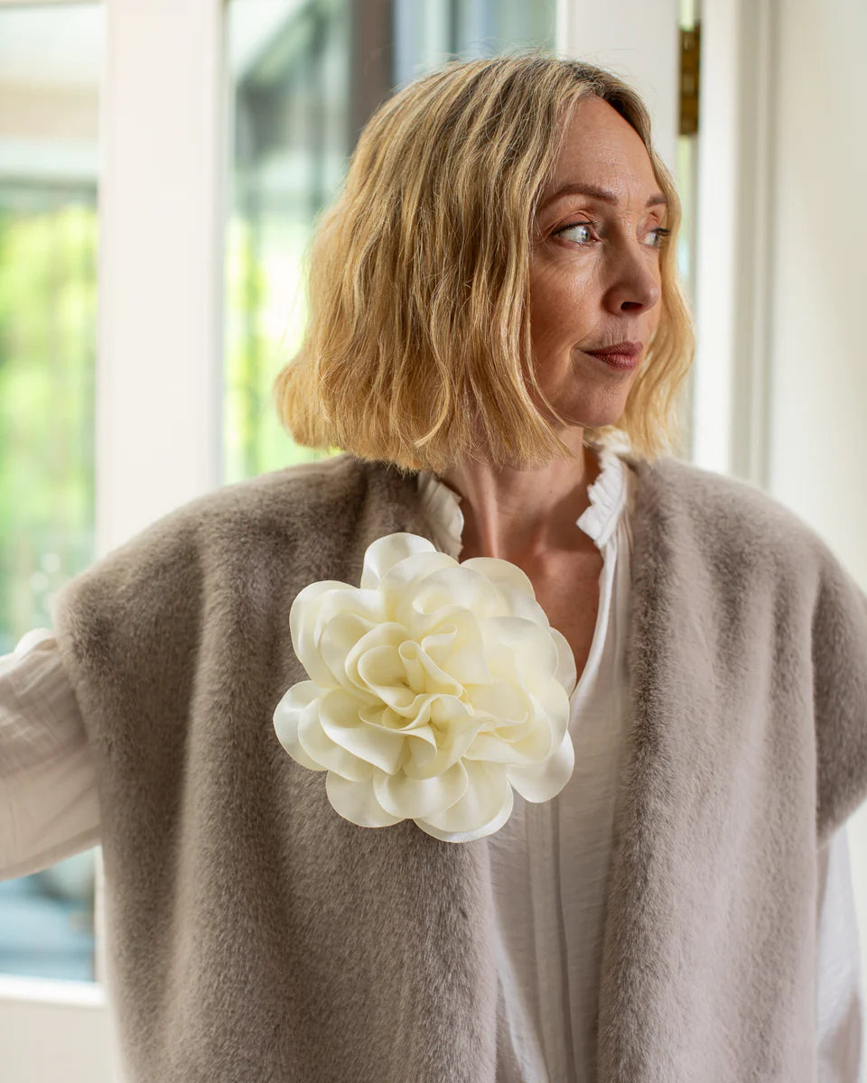 Hove Flower Brooch in Ivory by The Nook