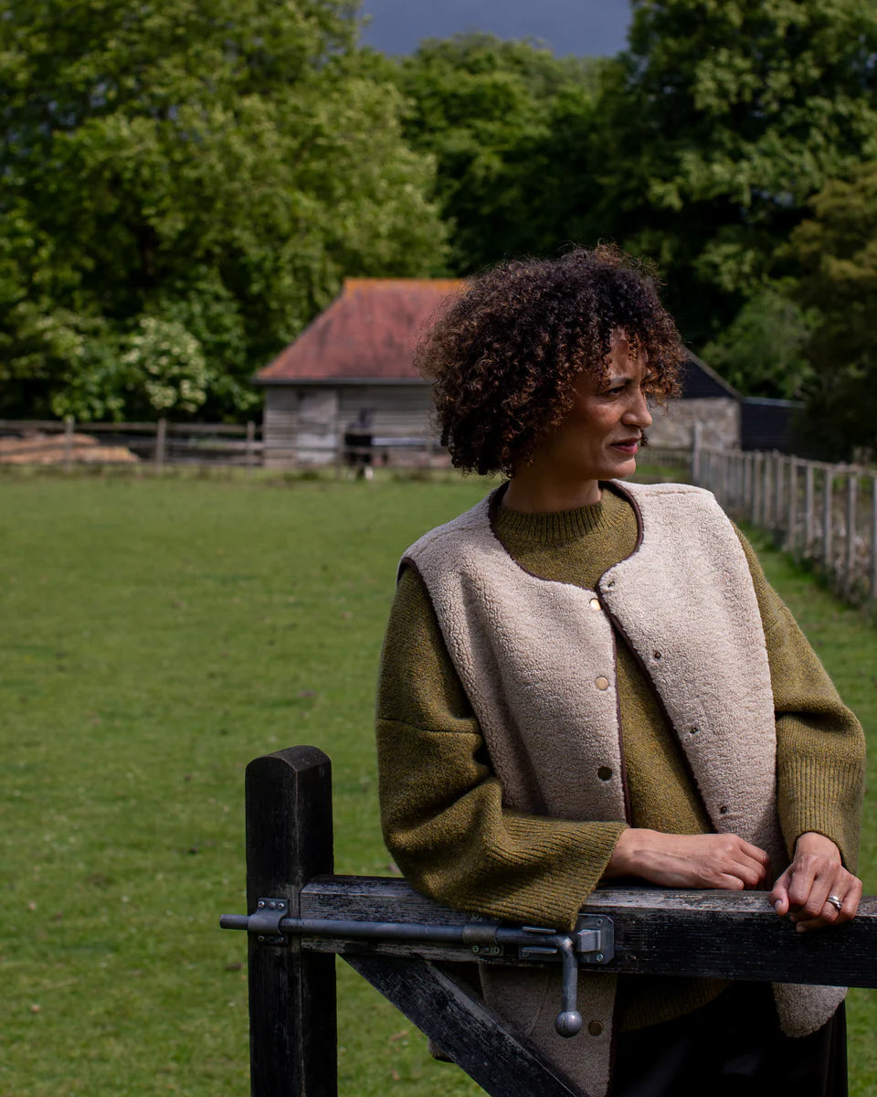 Abby Sherpa Gillet in Oat by The Nook