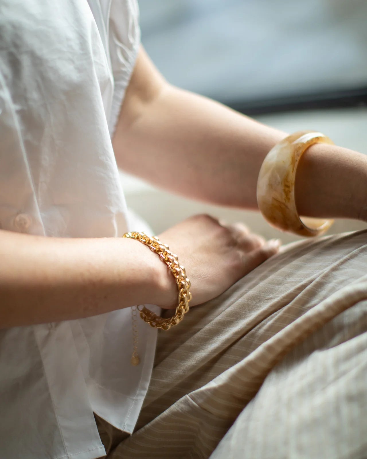 Chunky Marble in Beige Marble by The Nook
