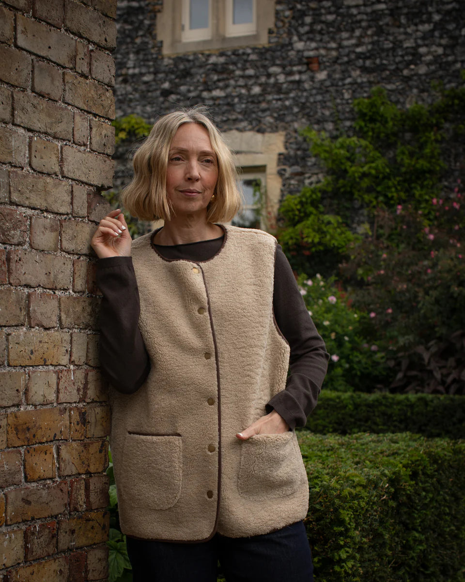Abby Sherpa Gillet in Oat by The Nook