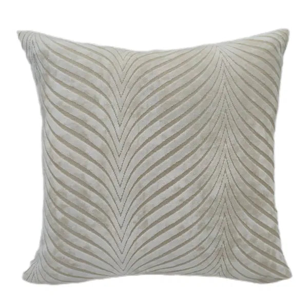 Textured Cut Velvet Fan Design Cushion in Ivory by The Nook