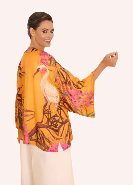 Oriental Crane Design Kimono Short Jacket by The Nook