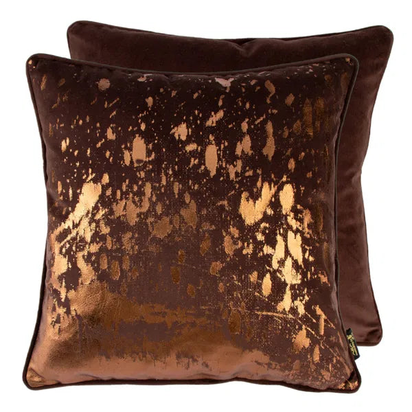 Damnhot Chocolate and Bronze Foil Cushion by The Nook