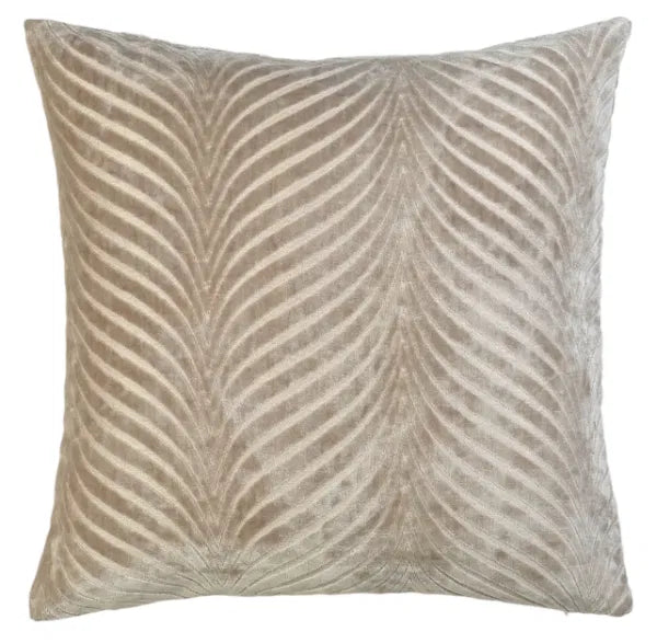 Textured Cut Velvet Fan Design Cushion in Taupe by The Nook