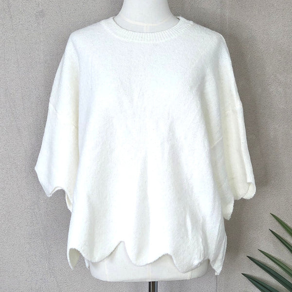 Scalloped Edge Jumper - White by The Nook