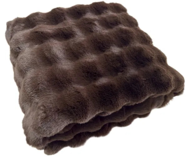 Soft Bubble Throw in Faux Rabbit in Chocolate by The Nook