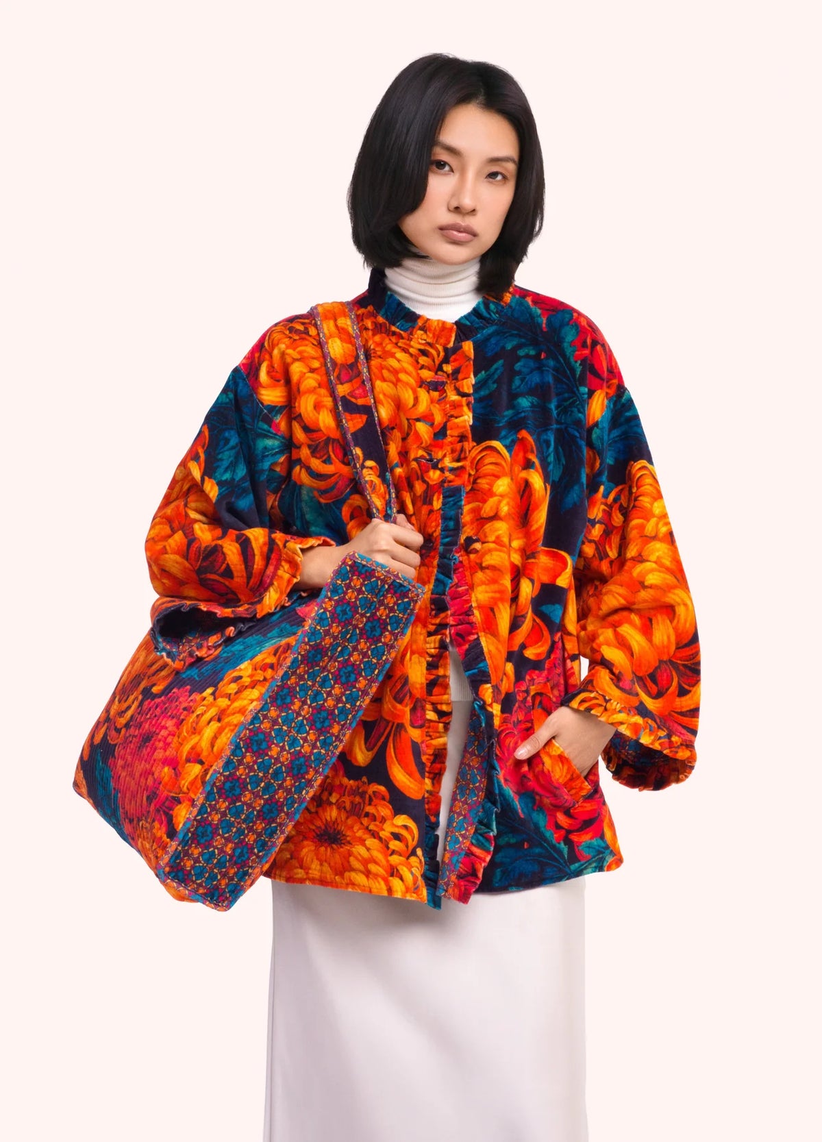 Chrysanthemum Quilted Velvet Tote by The Nook
