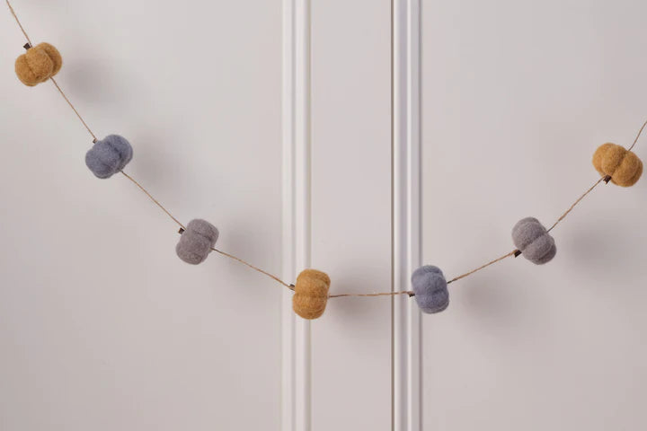 Pumpkin Garland (blue, grey and orange)