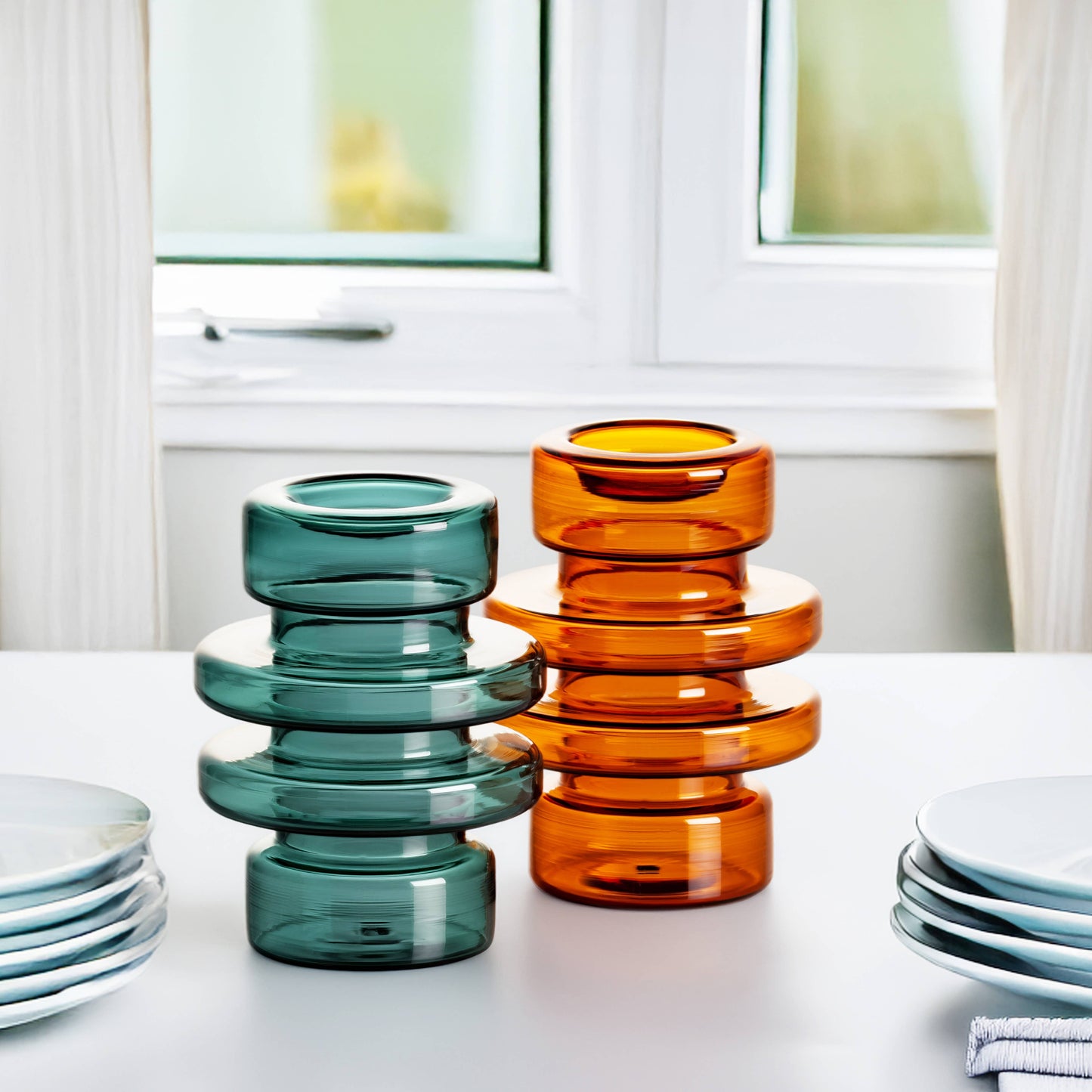 Boro Tea Light Holder Medium Teal