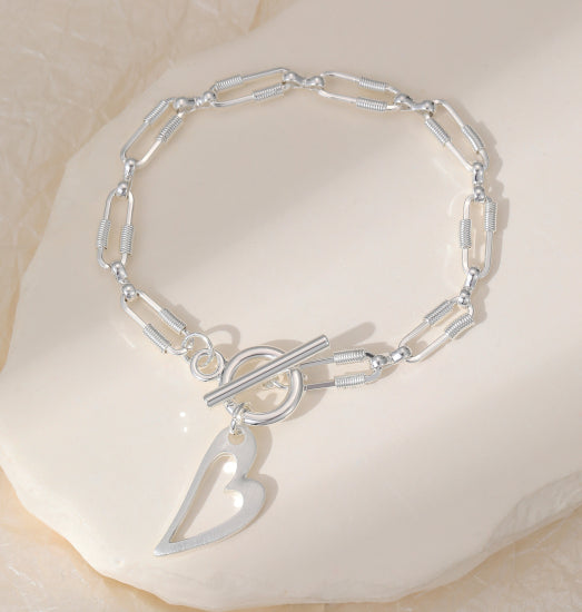 T-Bar Tennis Bracelet with Open Heart by The Nook