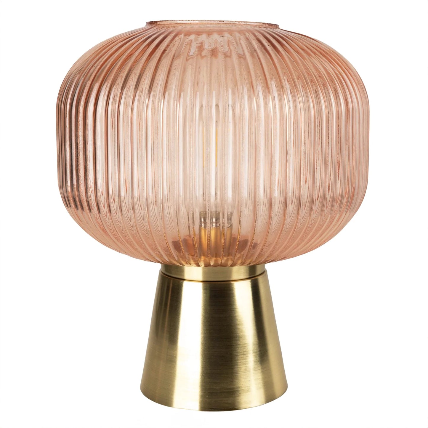 LED Glass Round Ridged Lamp by Candlelight