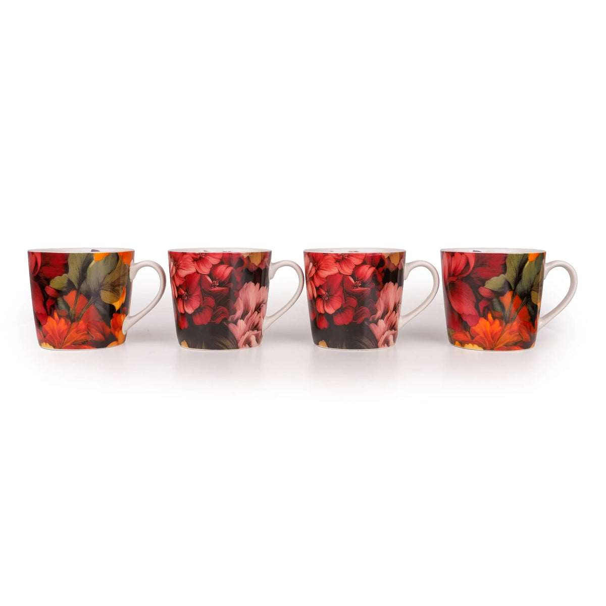 BOTANICAL GALLERY SET OF 4 MUGS 2 DESIGNS IN DECORATIVE BOX