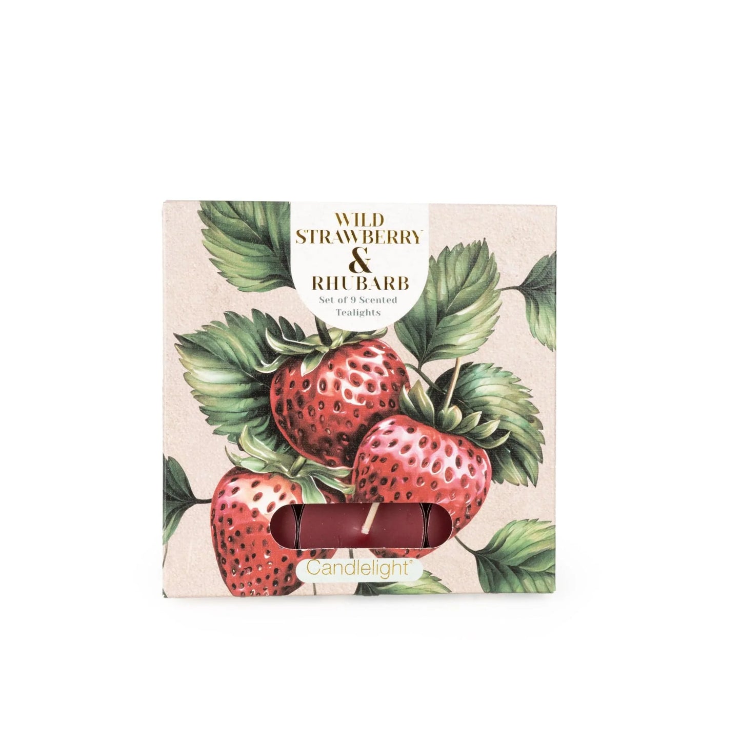 Set of 9 Scented Tealights - Wild Strawberry & Rhubarb by Candlelight