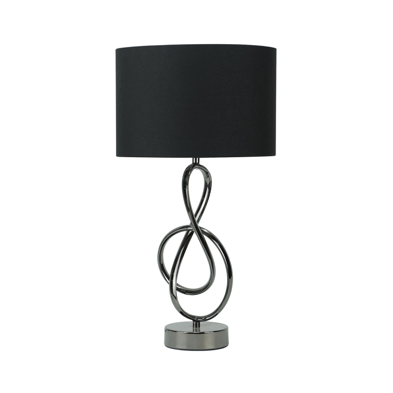 Black G-Clef Design Metal Table Lamp with Black Linen Shade