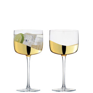 Wave Wine Glasses Gold Set of 2 by The DRH Collection