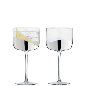 Wave Wine Glasses Platinum Set of 2 by The DRH Collection
