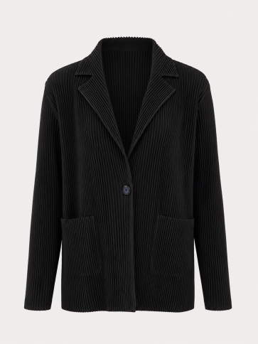 Ribbed Pleat Blazer with Pockets