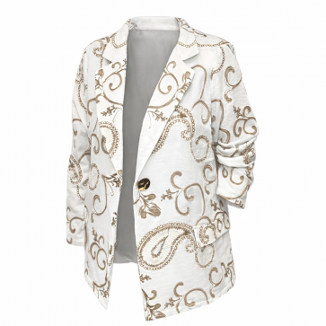 Latte Embroidered Blazer with Mock Pockets by The Nook