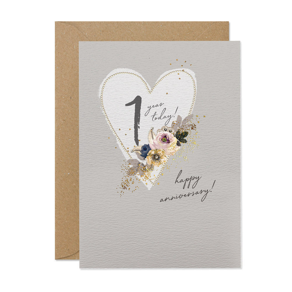 1 Year Today, Happy Anniversary Card by Stephanie Davies