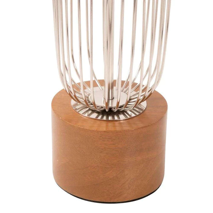 Small Cylinder 'Cage' Candle Holder Wooden Base