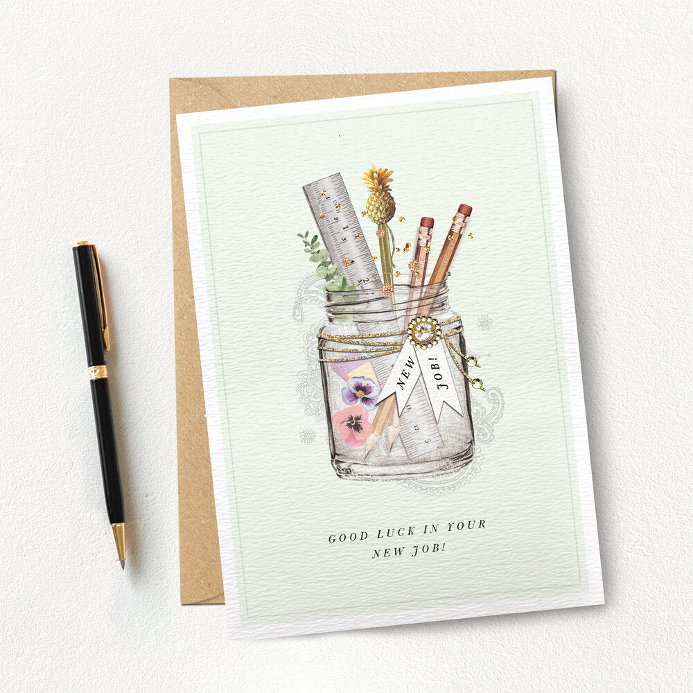 Good luck in your new job Card - jam jar by Stephanie Davies