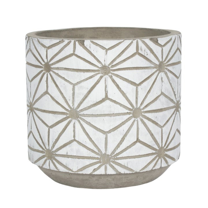 White Geometric Plant Pot by Something Different