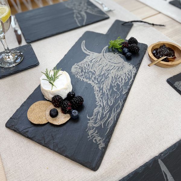 Slate Serving Paddle - Highland Cow by Selbrae House