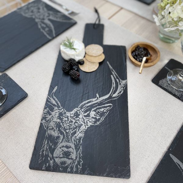 Slate Serving Paddle - Stag by Selbrae House