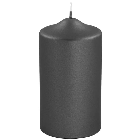 Charcoal Metallic Pillar Candle 15cm