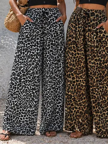 Leopard Print Wide Legged Trousers by The Nook