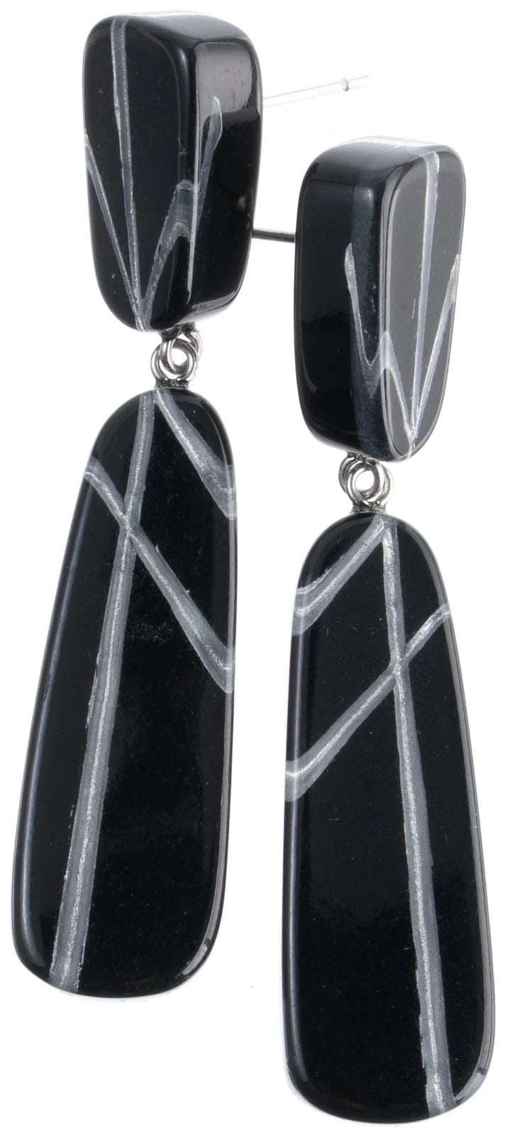 Black/Silver Drop Earrings by the Nook