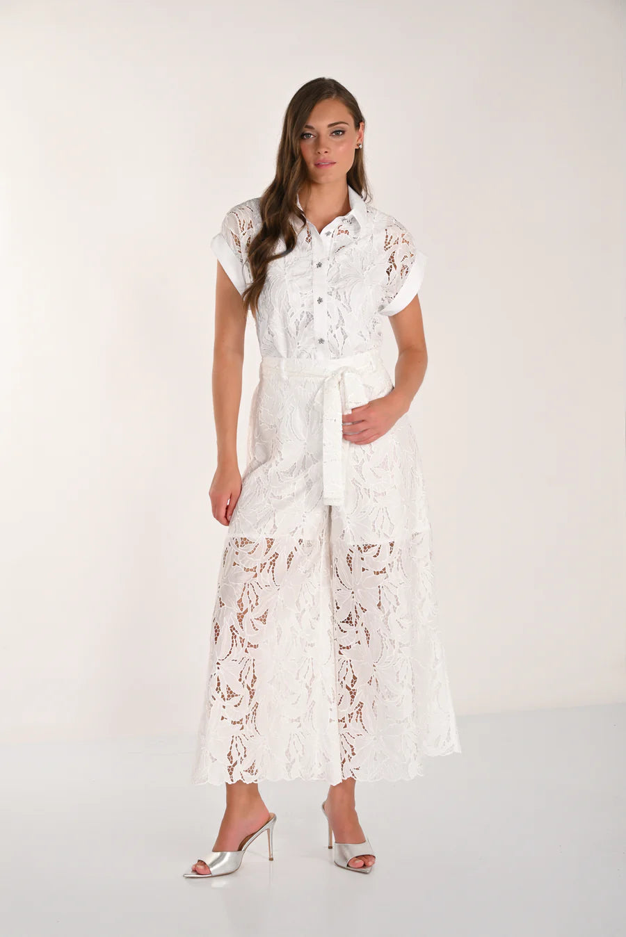 Frank Lyman White Lace Trousers by The Nook