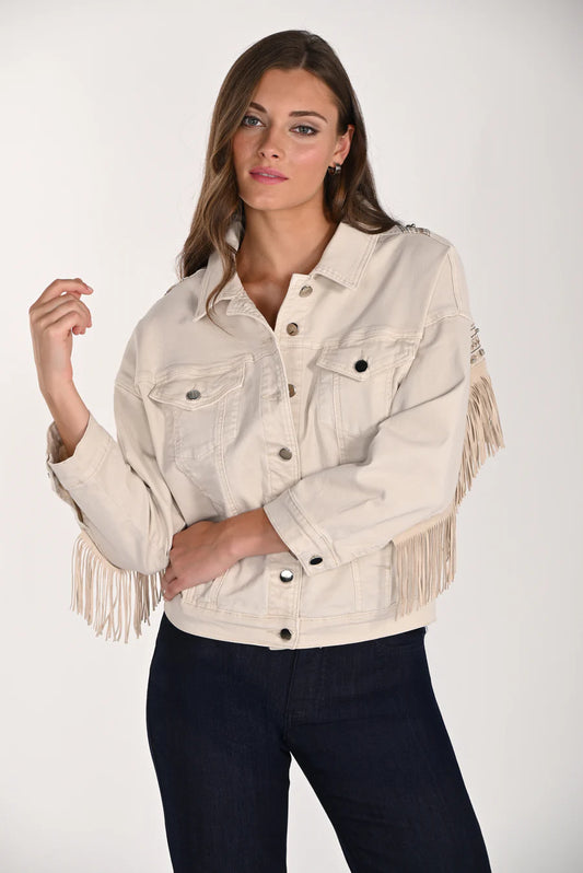 Frank Lyman Ivory Fringed Jacket by The Nook