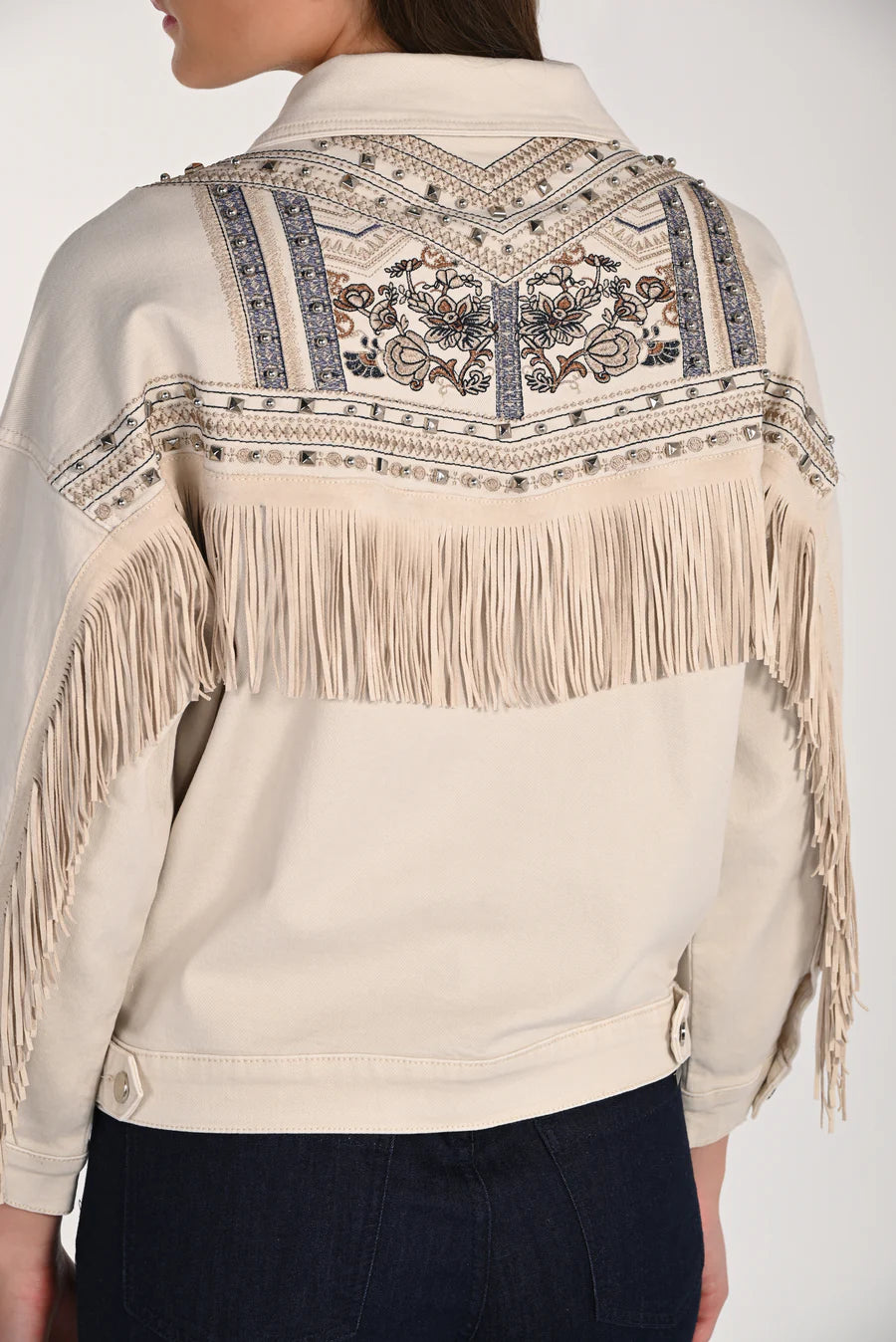 Frank Lyman Ivory Fringed Jacket by The Nook