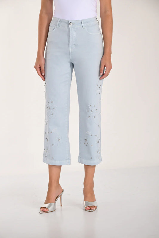 Frank Lyman Pale Blue Embellished Jeans by The Nook