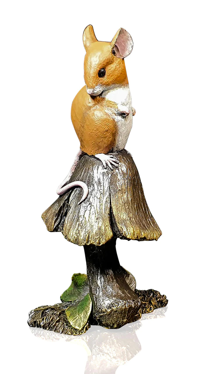 Toadstool Mouse Resin Bronze Sculpture by Richard Cooper Studios